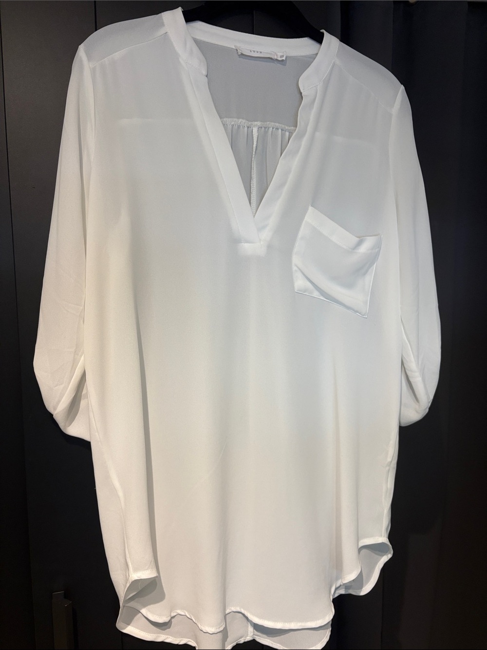 Lush White V-Neck Pocket Tunic Small